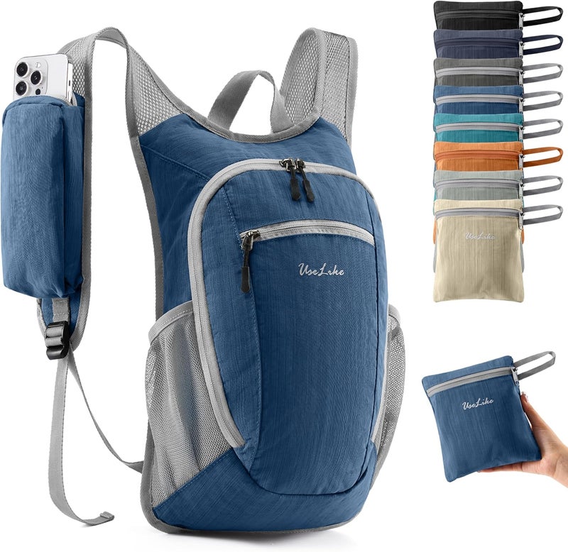 Uselike 10L Small Hiking Backpack Travel Daypack Lightweight Packable Back Pack for Women Men(Navy Blue) - Image 1